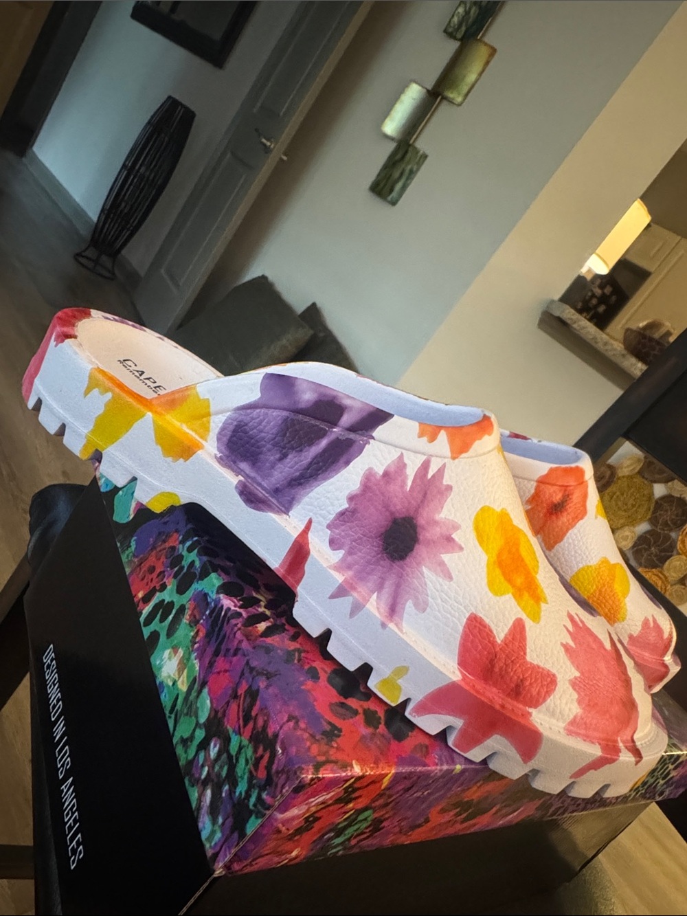 Cape Robbin🌸Floral Watercolor Slip-On Clogs - White with Pink, Yellow & Purple